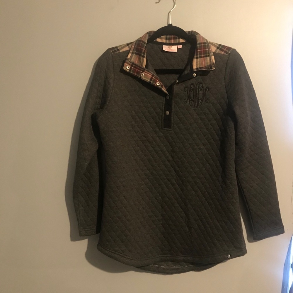 Marleylilly quilted plaid pullover small trendy